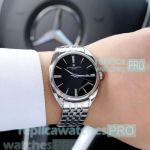 Best Buy Replica Vacheron Constaintin Overseas Black Dial Stainless Steel Watch